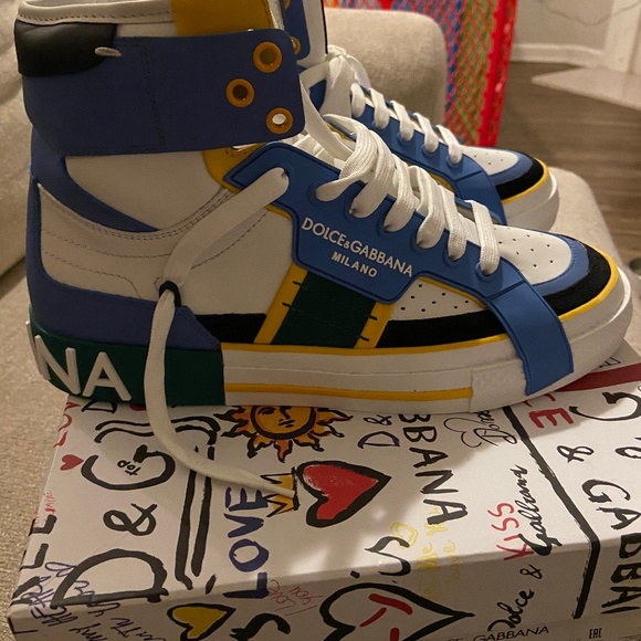 Dolce Gabbana Mens Colorblock Leather Sneakers - Main Image